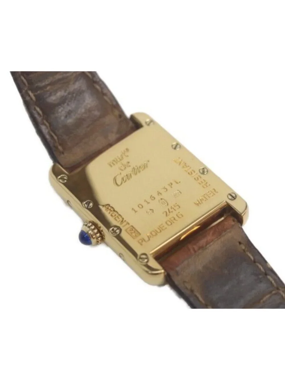 Cartier Must Tank Vermeil SM Rear Era Flying Roman Ivory Dial Quartz Leather
